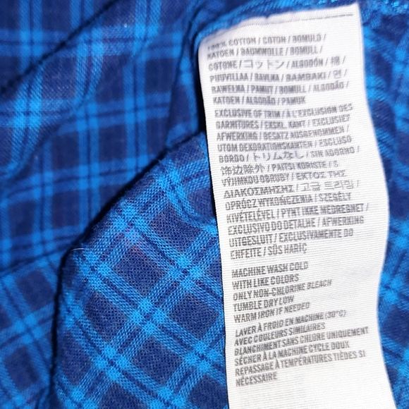 Abercrombie & Fitch Flannel Plaid Shirt Size Small Moose Logo Long Sleeve Blue - Picture 9 of 9